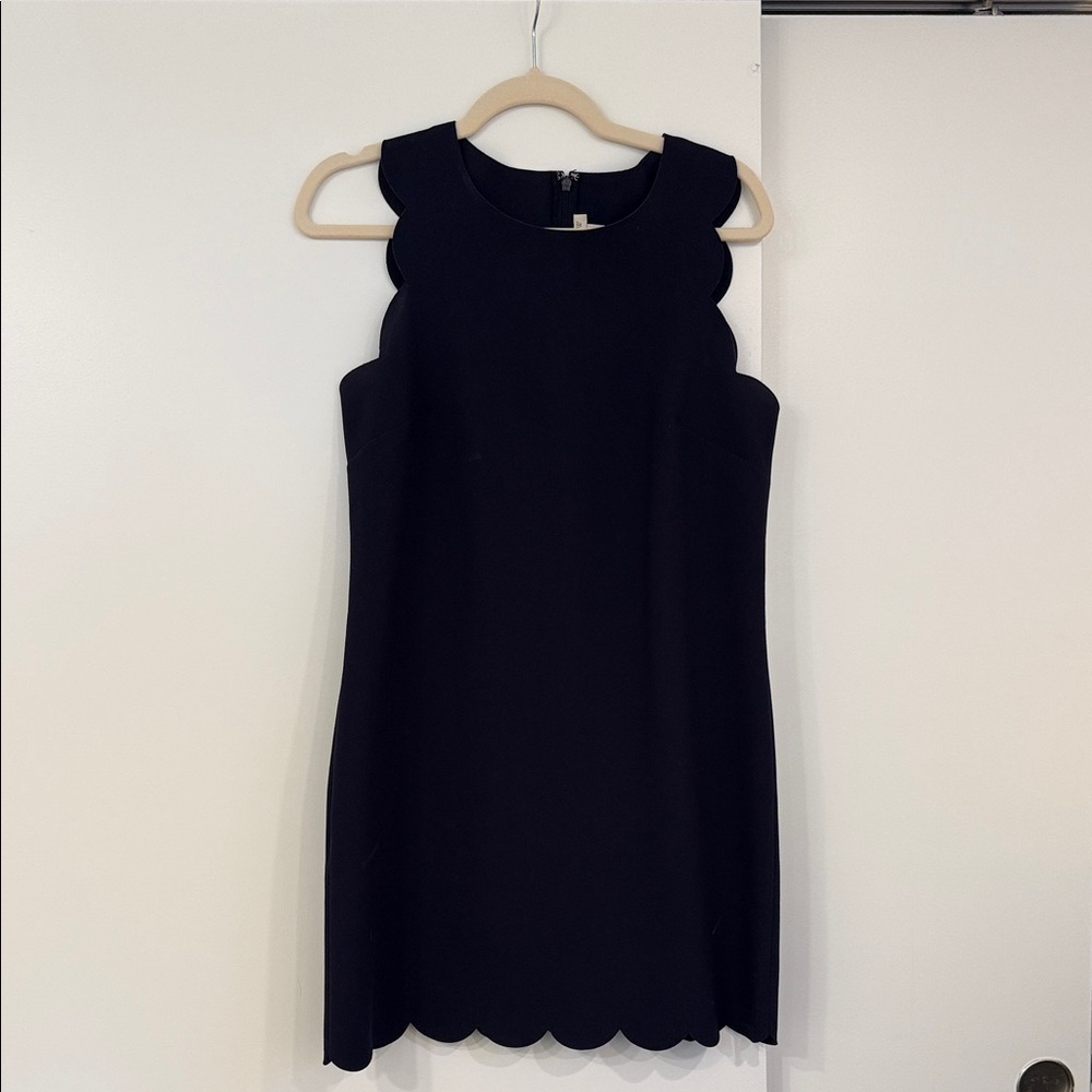 J. Crew Black Scalloped Mini Dress
